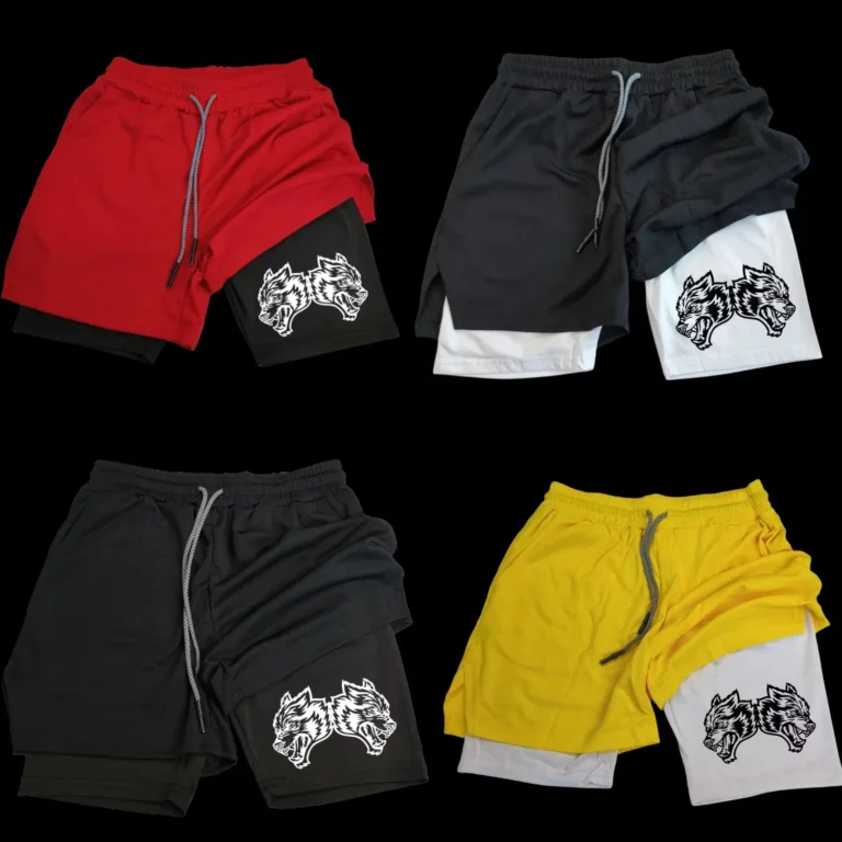 Quick Drying Men's Shorts 2 in 1 Double Layered Running Sports Fitness Shorts Outdoor Casual Printed Gym Shorts Men Sweatpants