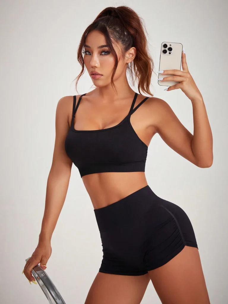 Women Workout Shorts Scrunch Butt Lifting Gym Shorts Seamless Yoga Biker Shorts - Image 3