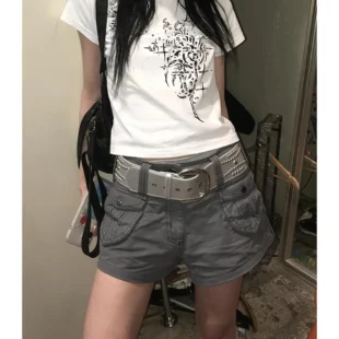 Y2K 2000S Cargo Shorts Women Harajuku Streetwear Baggy Shorts Summer Vintage Gyaru Aesthetic Pockets Casual Hot Short Pants New