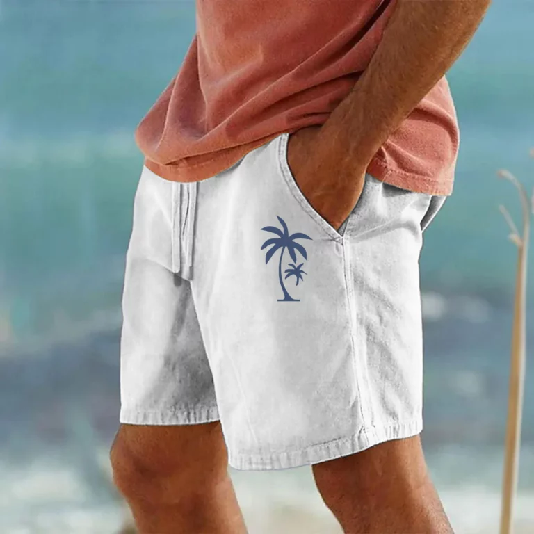 Men Cotton Shorts Resort 3D Printed Shorts Elastic Waist Drawstring Style Holiday Beach Women's Lightweight Hiking Cargo Pants - Image 3