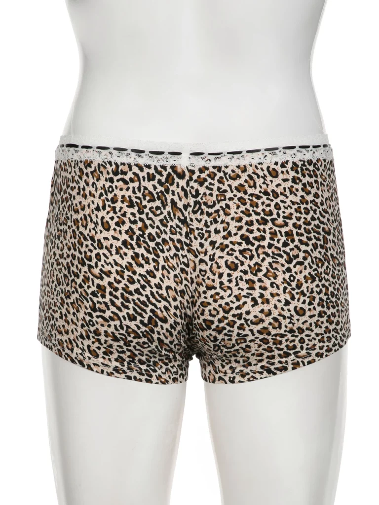 IAMSURE Sexy Slim Leopard Printed Lace Trim Shorts Casual Bandage Low-Waisted Shorts Women 2024 Summer Fashion Streetwear Ladies - Image 3