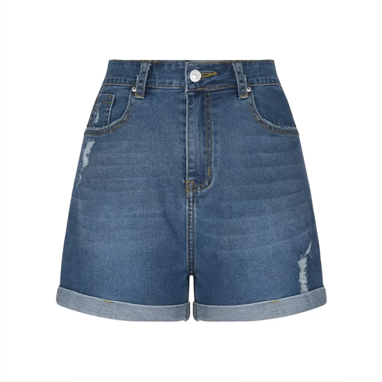 Jean Cargo Pants For Women Stretchy High Waisted Ripped Denim Shorts With Distressed Curled Edge Jean Shorts Pantalones De Mujer - Image 2