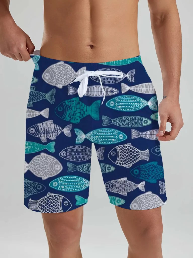 Hawaiian sea fish pattern men's Beach Shorts 3D Printed men's Shorts Summer Swin Trunks Vacation marine organism men's Clothes
