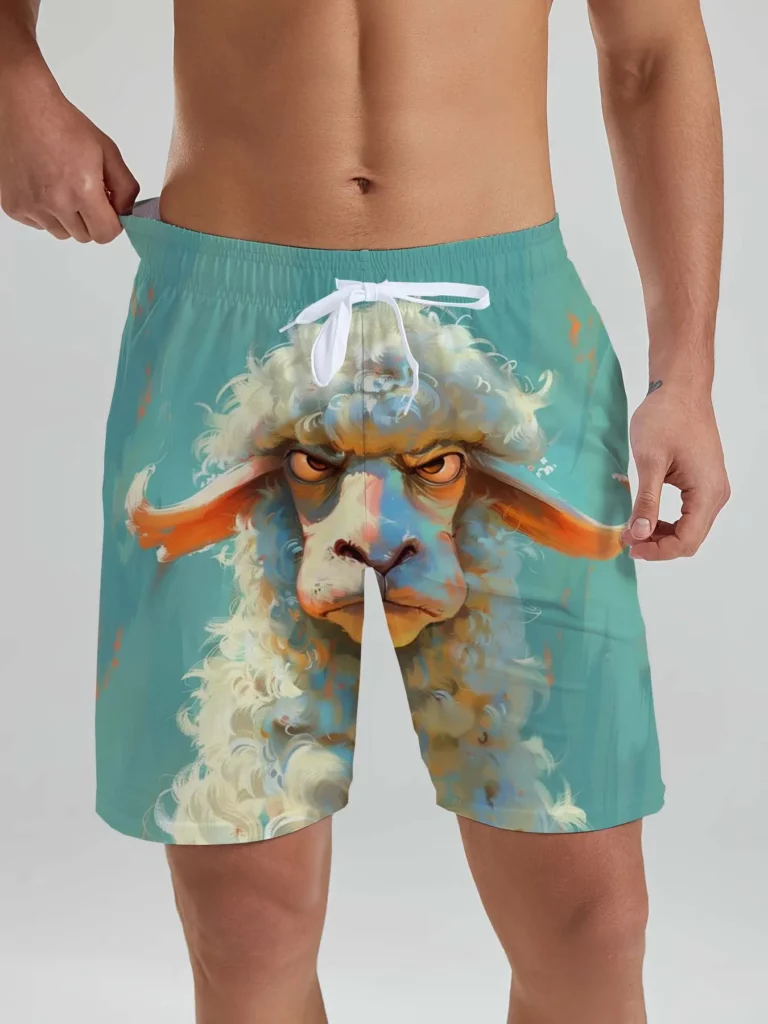 Hawaiian Funny Animal Ducks & sheep pattern men's Beach Shorts 3D Printed men's Shorts Summer Swin Trunks Vacation men's Clothes - Image 2
