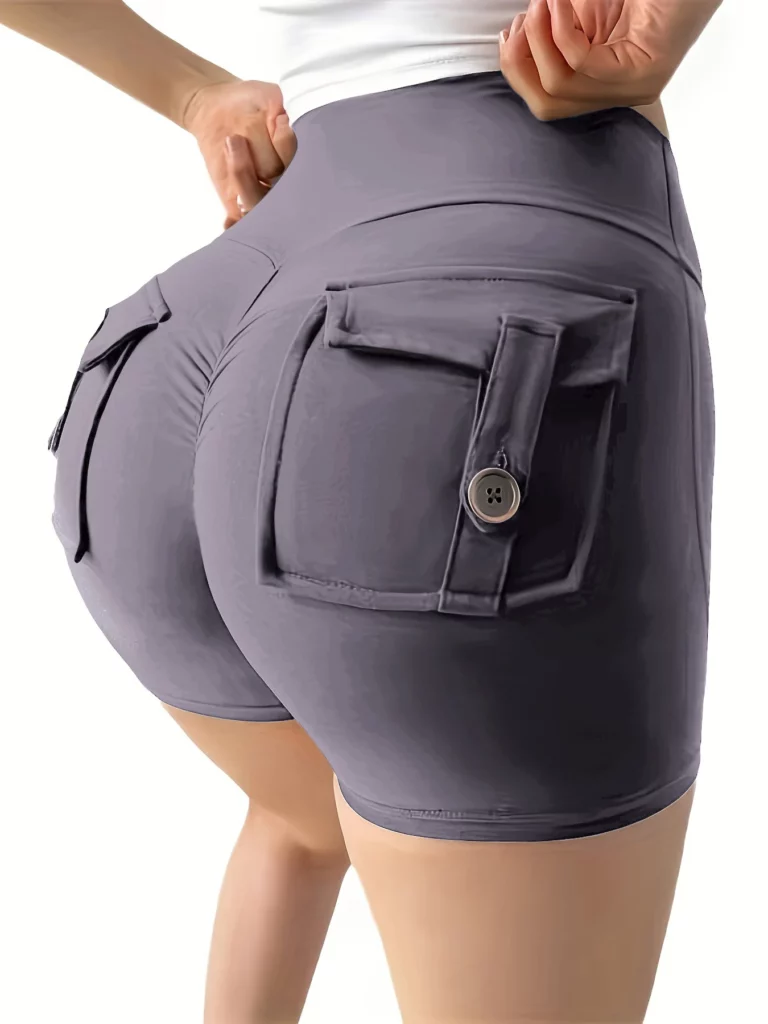 Women Sports Fitness Shorts Scrunch Butt Tummy Control Workout Yoga Shorts for Women Casual Yoga Shorts With Pockets