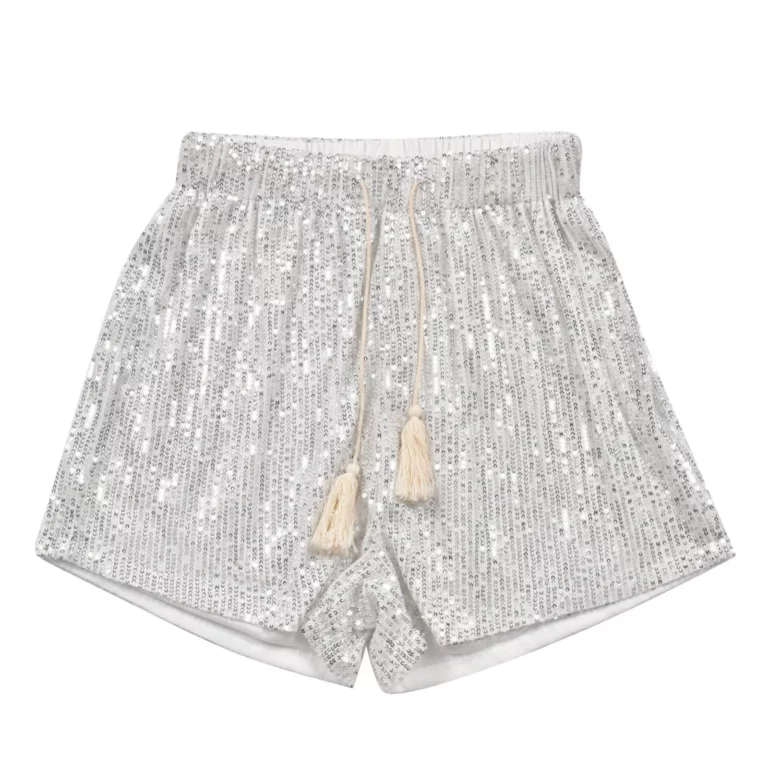 Women Summer Sequined Shorts High Waist Casual Loose A Line Hot Shorts Shiny Clubwear Night Out Shorts Silver Black Sexy Shorts - Image 2