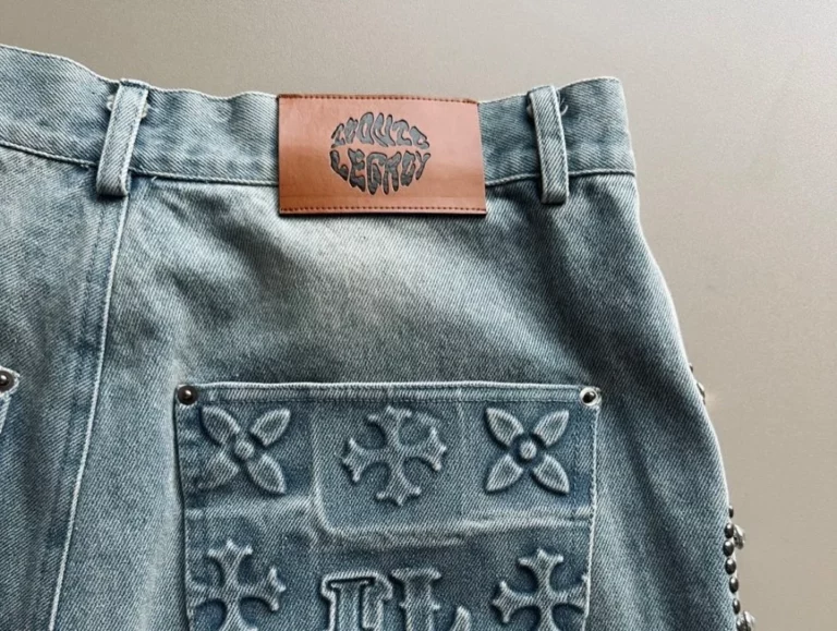 American New Fashion Geometric Decoration Baggy Denim Shorts Men Y2K Street Retro Hip Hop Popular Gothic Casual Wide Leg Shorts - Image 5