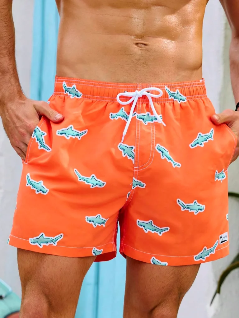 Summer Vacation Mens Shark Printed Drawstring Beach Shorts Men's Swim Trunks 3D Print Breathable Short Streetwear Polyster - Image 2