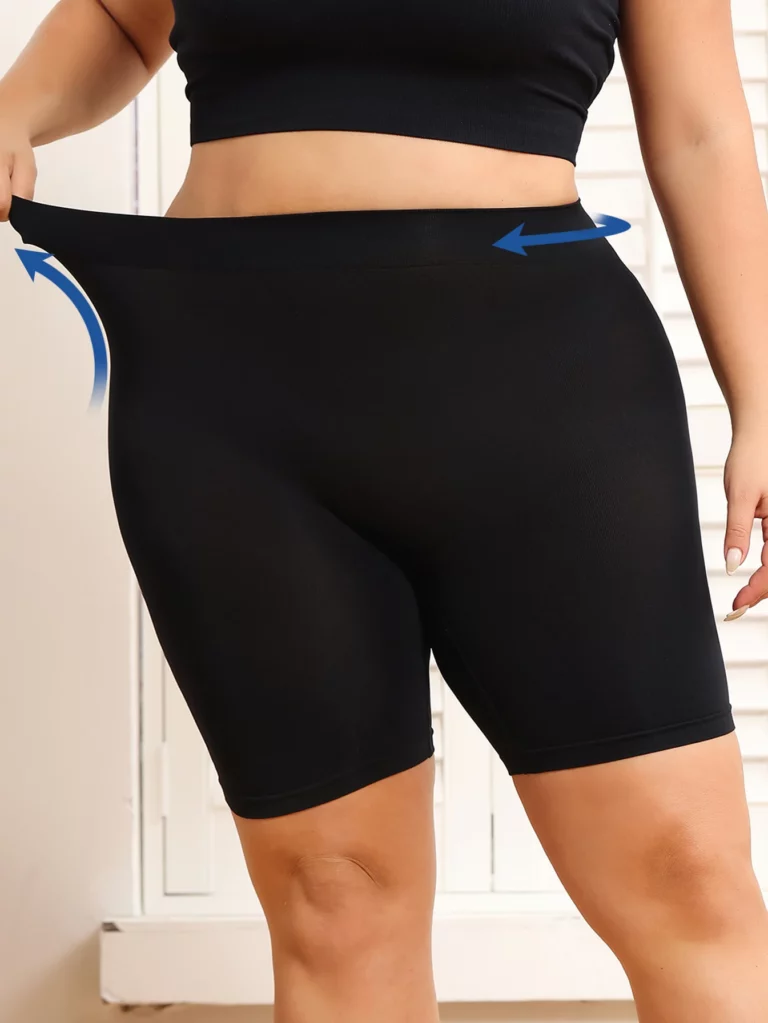 Plus-size women's shorts with tummy control and butt-lifting features to prevent exposure and provide safety shorts. - Image 3