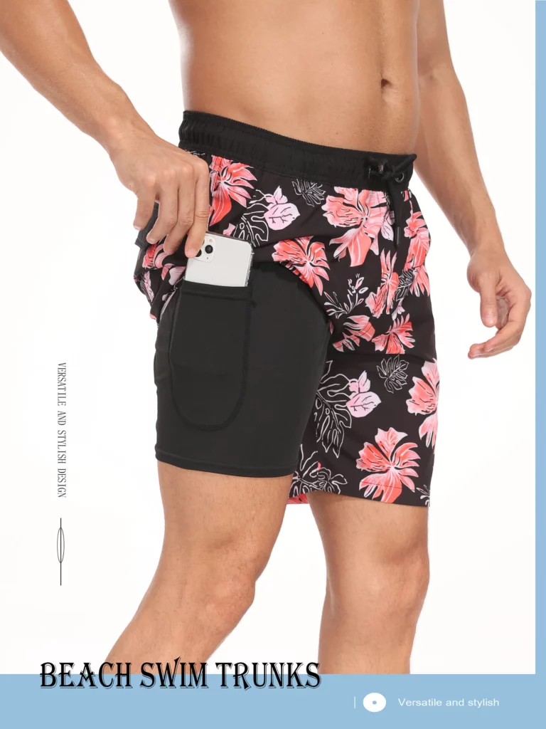 Summer New Men's Shorts Fashion Resort Quick Dry Beach Pants Men's Plus Size Lined Swim Trunks
