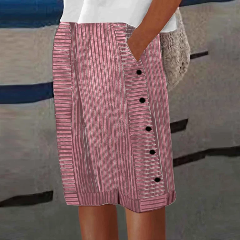 Striped Printed Versatile Shorts Button Thin Streetwear Summer Casual Trousers For Fine Woman Beach Comfy Shorts Ropa Para Mujer - Image 2