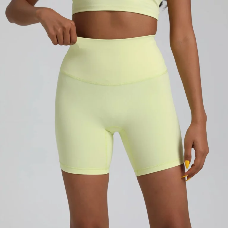 Solid Color Women Fitness Sports Short High Waist Yoga Short Leg Cycling Comprehensive Training Jog Squat Proof Internal Pocket - Image 4