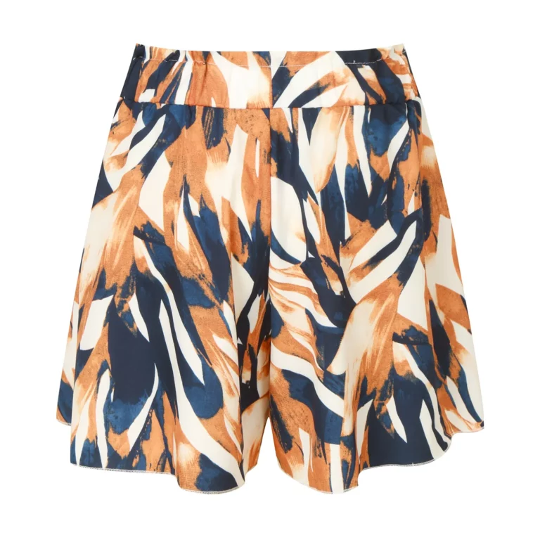 Women Summer Shorts Floral Print Drawstrings Elastic Waist Bohemian Beach Bottom Loose Wide Leg Ruffle Hem Shorts - Image 2