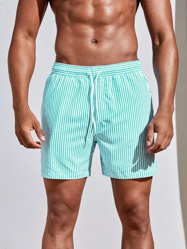 New 3d Line Splicing Men's Sports Shorts For Summer Casual Soft Personalized Breathable Holiday Polyester Beach Surfing Shorts - Image 2