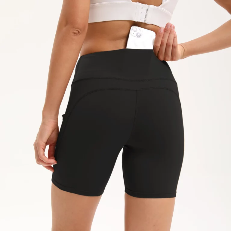 2025 Summer Breathable Women Fitness Sports shorts High Waist Elasticity Running Gym Woman Clothing witn 2 pocket