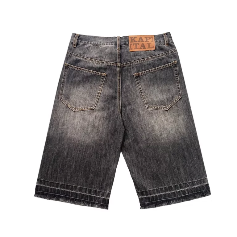 Top Quality Kapital Japan New Vintage Embroidered Bones Loose Straight Jeans Shorts - Image 4