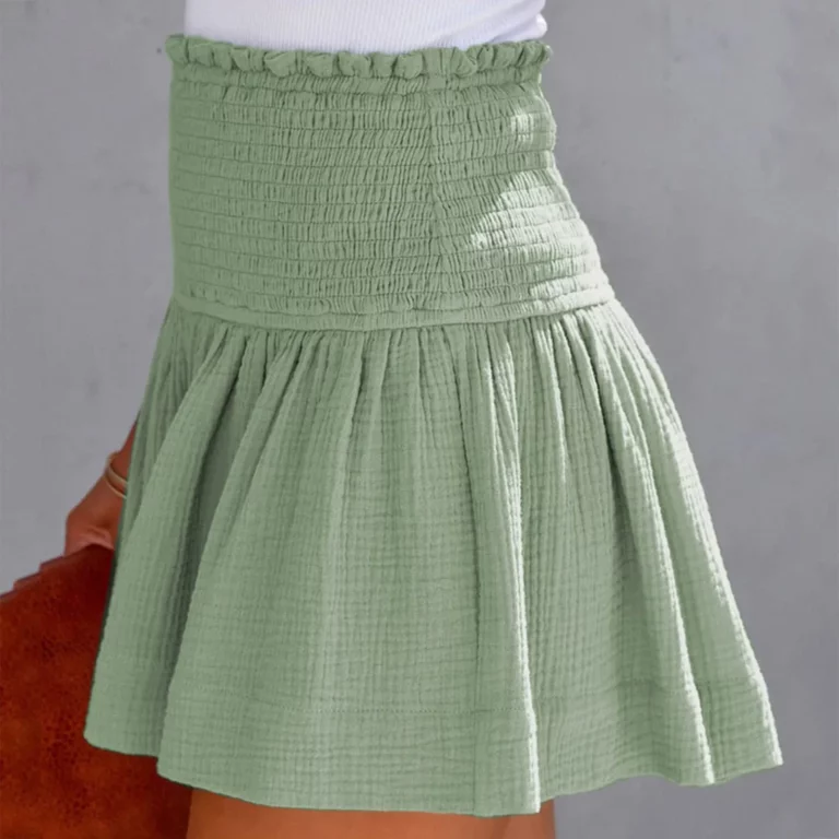Flowy Casual Shorts For Womens Shorts Cotton High Elastic Waisted Pleated Ruffle Cute Shorts Beach Harajuku Mini Short Pants - Image 4