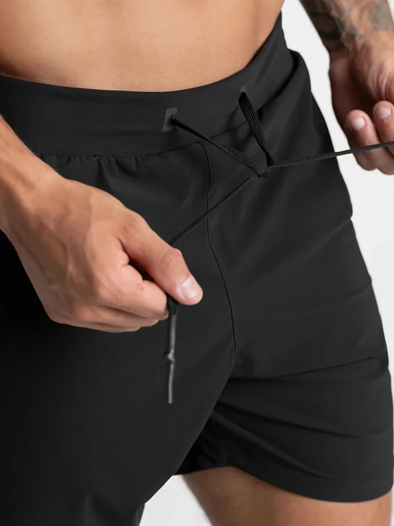 DK-887Men's shorts single woven quick dry solid color running fitness sports casual American fifth pants - Image 9