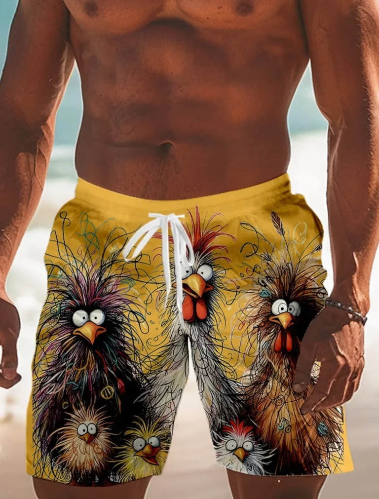 Men's Animal Chick Swimming Trunks Board Shorts Shorts Fashion Streetwear Drawstring Elastic Waist Designer Clothing Apparel - Image 4