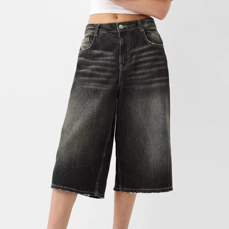 Women's Trendy Knee Length Denim Shorts Low Waisted Stretchy Bermuda Jean Shorts Baggy Cargo Jorts Y2K Vintage Streetwear - Image 5