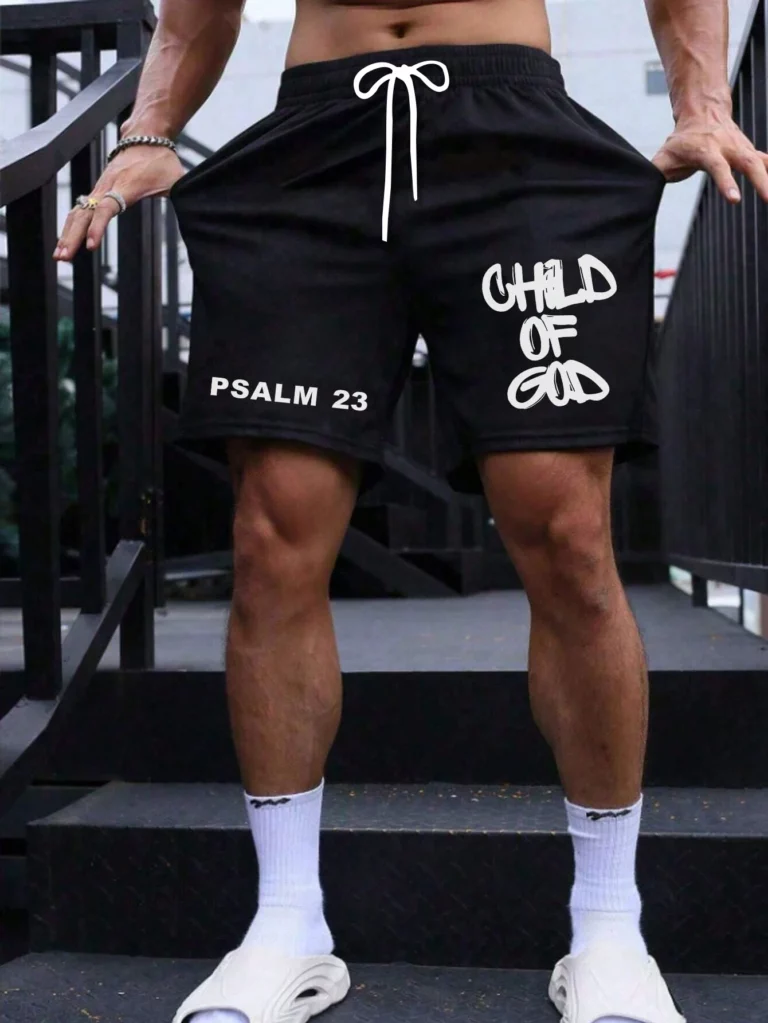 Men's Solid Color Loose Casual Shorts Versatile Letter Print Sports Shorts Quick-Drying Gym Shorts Basketball Shorts Casual Pant