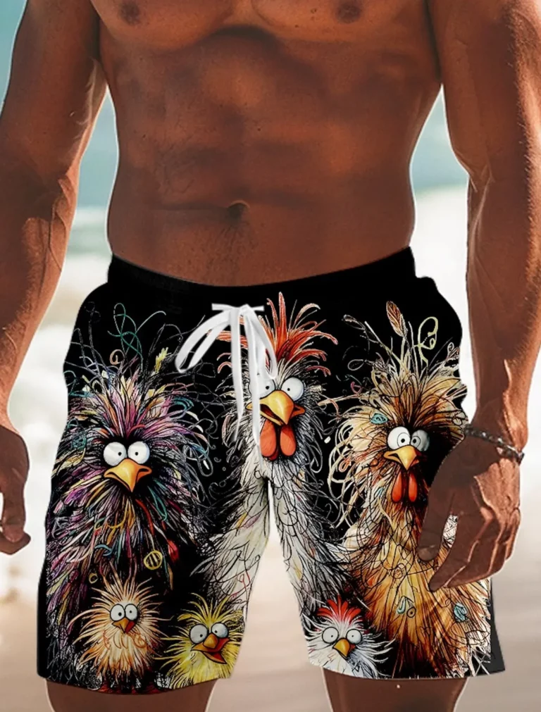 Men's Animal Chick Swimming Trunks Board Shorts Shorts Fashion Streetwear Drawstring Elastic Waist Designer Clothing Apparel - Image 2