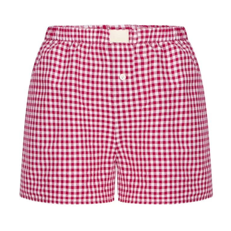 Gingham Boxer Shorts for Women Teen-girls Elastic Waistband Pull-on Red Blue Plaid Shorts Outfit Casual Lounge Summer Shorts - Image 2