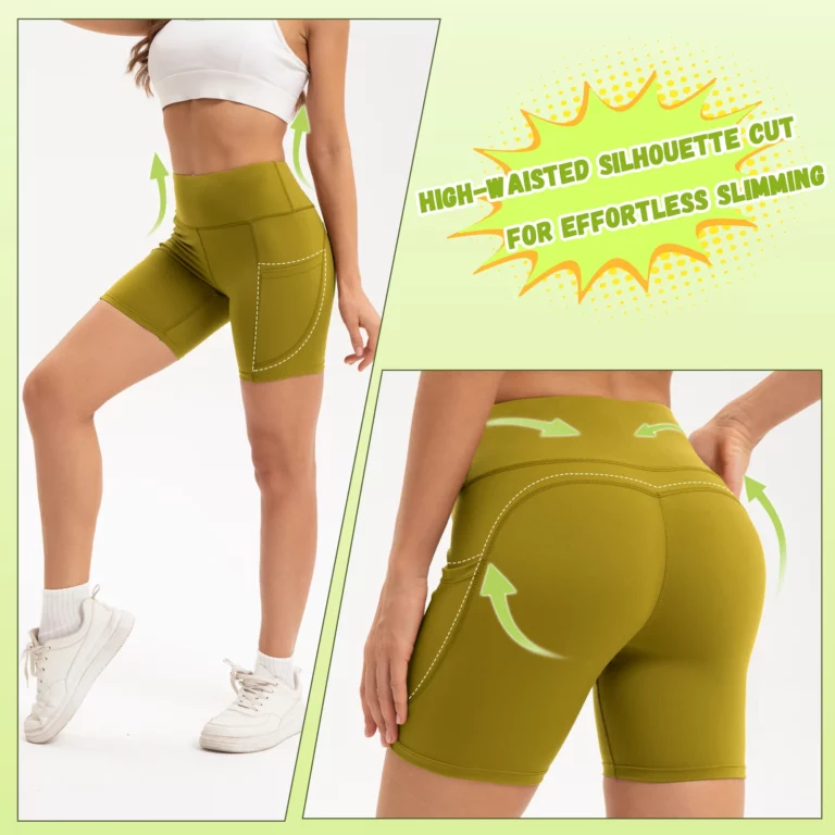 2025 Summer Breathable Women Fitness Sports shorts High Waist Elasticity Running Gym Woman Clothing witn 2 pocket - Image 2