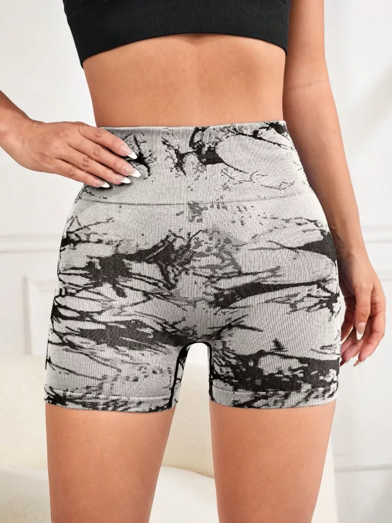 Tie-dye High-waisted Seamless Peach-butt Yoga Shorts, Suitable For Gym Training And Outdoor Cycling Sports, Women's Sportswear - Image 3