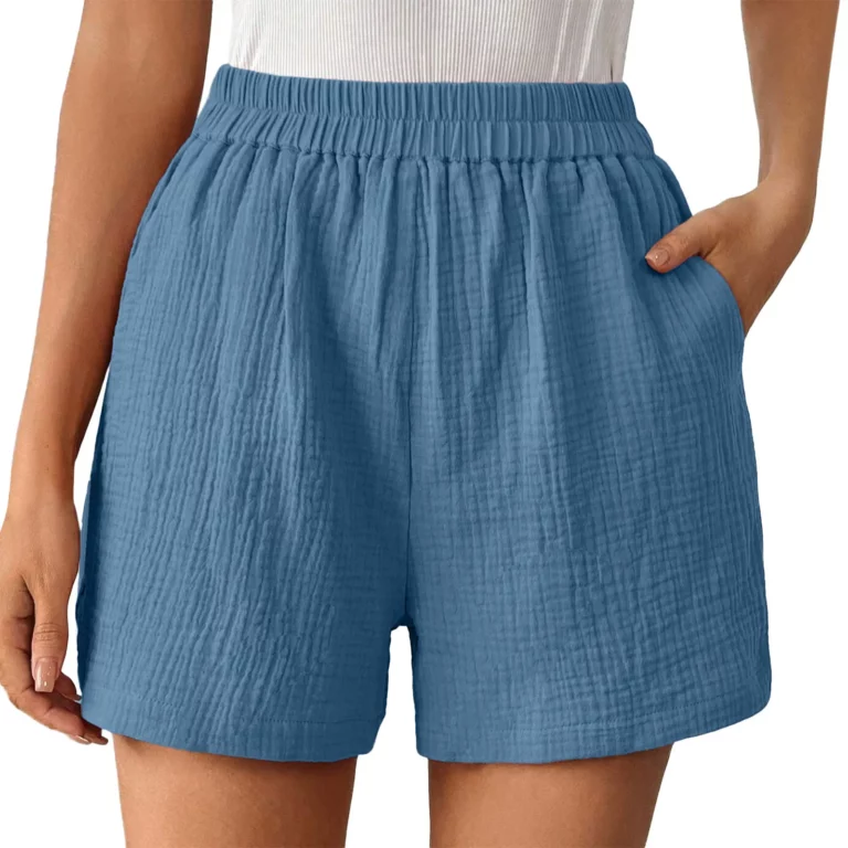 Fashion Cotton Linen Shorts For Women Summer Straight Leg Casual Pants High Waist Solid Color Sports Loose Shorts Ropa Mujer