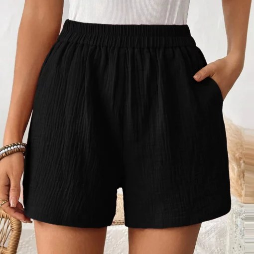 Shorts For Women Plus Size Women'S Double Layered Pleats Hem Straight Leg Casual Pants High Waist Roupas Femininas Frete GráTis - Image 5