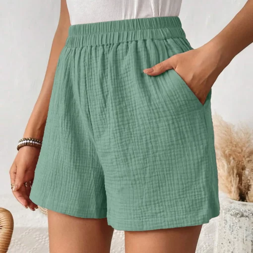 Shorts For Women Plus Size Women'S Double Layered Pleats Hem Straight Leg Casual Pants High Waist Roupas Femininas Frete GráTis - Image 3