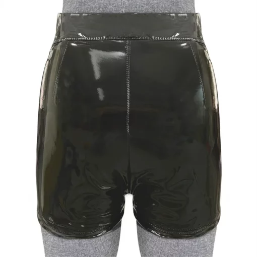 Sexy Womens Shorts Elastic High Waist Wet Look Faux PU Leather Short Pants Latex Hot Goth Shorts Pole Dance Clubwear Mini Shorts - Image 6