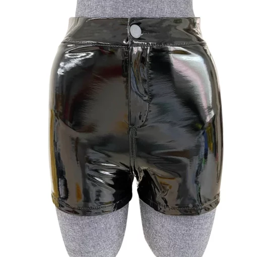 Sexy Womens Shorts Elastic High Waist Wet Look Faux PU Leather Short Pants Latex Hot Goth Shorts Pole Dance Clubwear Mini Shorts - Image 5