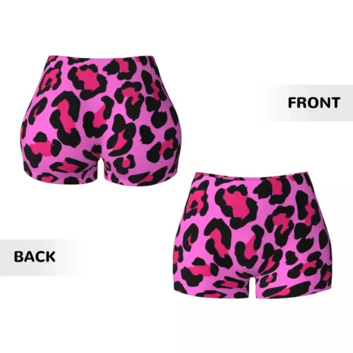 Custom Leopard Fur Skin Texture Hot Pink Volleyball Biker Gym Shorts for Women Athletic Workout Yoga Shorts - Image 16