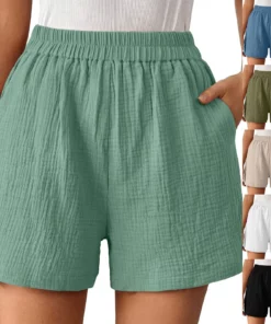 Shorts For Women Plus Size Women'S Double Layered Pleats Hem Straight Leg Casual Pants High Waist Roupas Femininas Frete GráTis