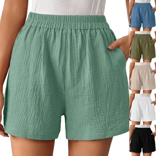 Shorts For Women Plus Size Women'S Double Layered Pleats Hem Straight Leg Casual Pants High Waist Roupas Femininas Frete GráTis