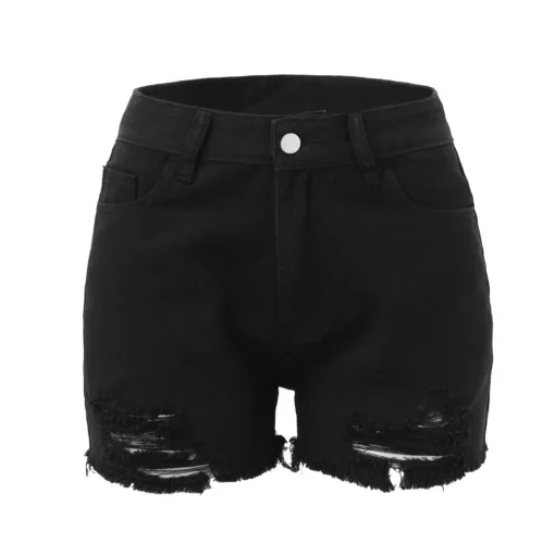 Summer Denim Shorts Women High Waisted Plus Size Ripped Hem High Waisted Distressed Denim Shorts Wide Legs Female Denim Jeans - Image 5