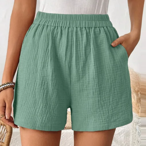 Shorts For Women Plus Size Women'S Double Layered Pleats Hem Straight Leg Casual Pants High Waist Roupas Femininas Frete GráTis - Image 2