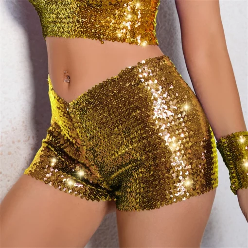 Women Sexy Short Glitter Dance Girls Shiny Clubwear Sexy Summer Mini Candy Solid Silver Gold Gray Pink Club Bottom Clothing - Image 4