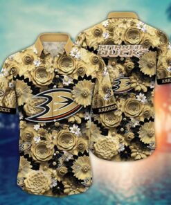 Anaheim Ducks Golden Floral Summer Hawaiian Shirt