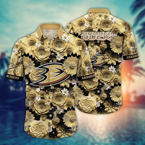 Anaheim Ducks Golden Floral Summer Hawaiian Shirt