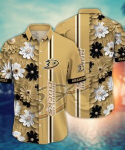 Anaheim Ducks Golden Stripe Bloom Summer Hawaiian Shirt
