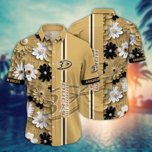 Anaheim Ducks Golden Stripe Bloom Summer Hawaiian Shirt