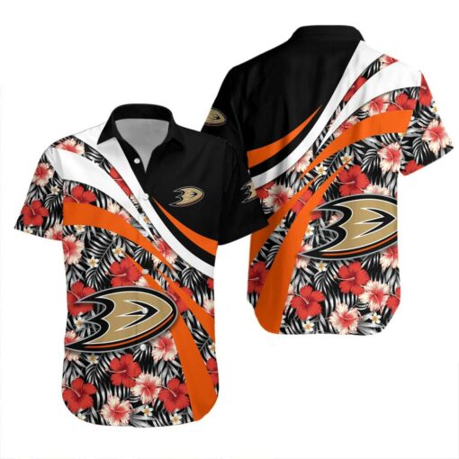Anaheim Ducks Hibiscus Wave Summer Hawaiian Shirt