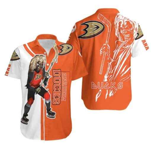 Anaheim Ducks Iron Maiden Hockey Summer Hawaiian Shirt