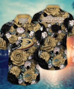 Anaheim Ducks Midnight Floral Elegance Summer Hawaiian Shirt