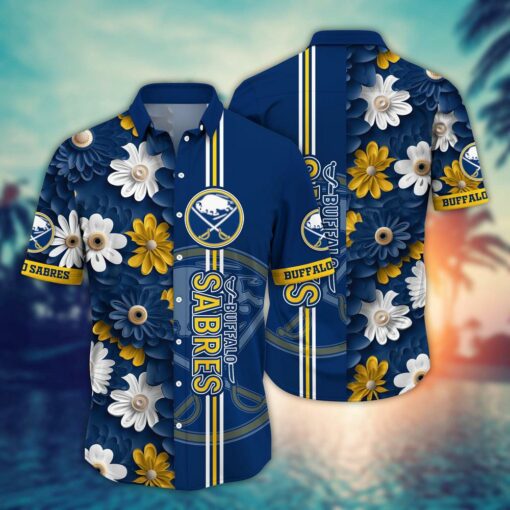 Buffalo Sabres Bold Daisy Stripe Summer Hawaiian Shirt