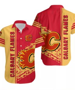 Calgary Flames Bold Blaze Summer Hawaiian Shirt