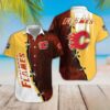 Calgary Flames Dual Tone Lace Summer Hawaiian Shirt